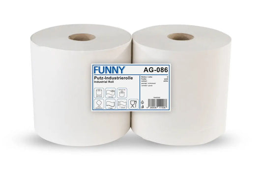 Funny Industrierolle 26 cm, 2-lagig, Zellstoffmix weiß, 1.000 Blatt, 2 Rollen