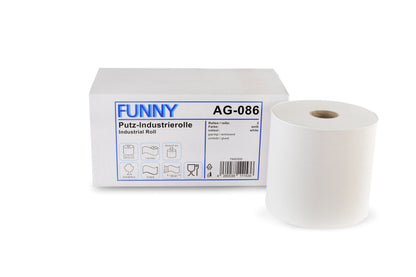 Funny Industrierolle 26 cm, 2-lagig, Zellstoffmix weiß, 1.000 Blatt, 2 Rollen