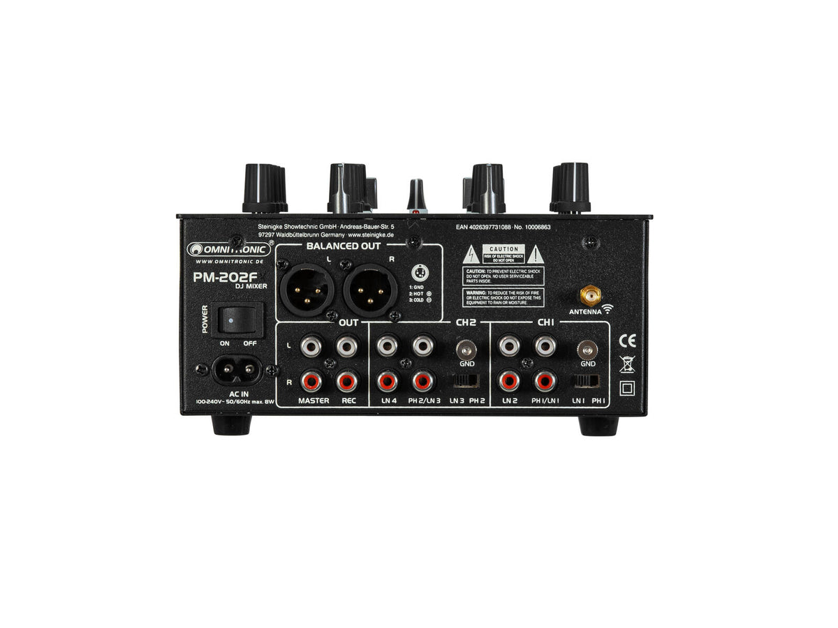 Omnitronic PM-202F 2-Kanal-DJ-Mixer mit Filter und Bluetooth – Ansicht 3