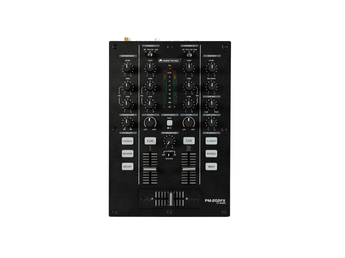 Omnitronic PM-202FX 2-Kanal-DJ-Mixer mit Filter, FX und Bluetooth – Ansicht 4