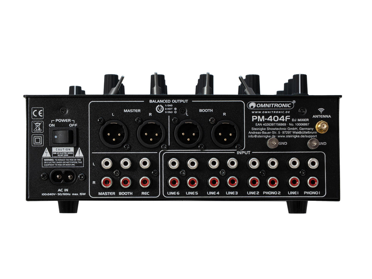 Omnitronic PM-404F 4-Kanal-DJ-Mixer mit Filter und Bluetooth – Ansicht 8