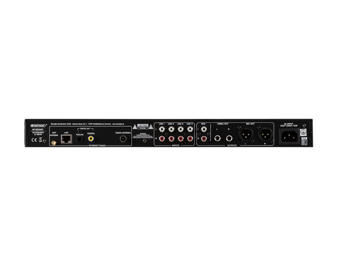 Omnitronic EP-220NET Vorverstärker mit Internetradio, DAB+ und Bluetooth – Ansicht 3