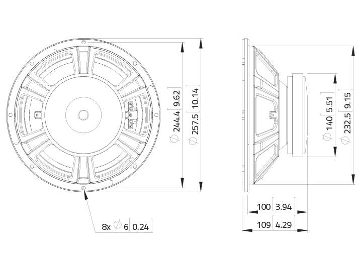 Lavoce WSF102.00 10" Woofer, Ferrit, Stahlkorb – Ansicht 3