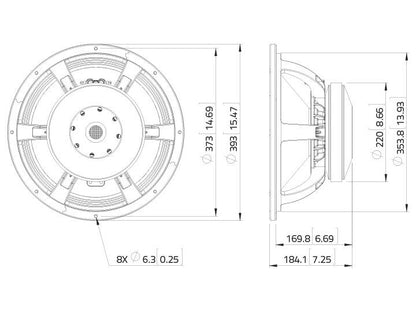 Lavoce WAF154.01 15" Subwoofer, Ferrit, Alukorb – Ansicht 3