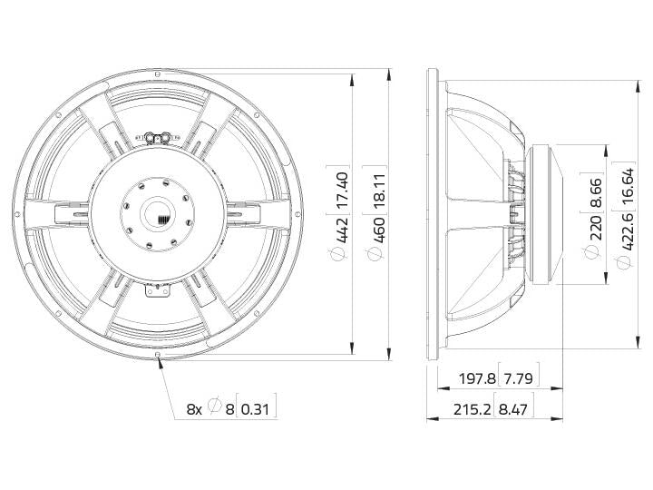 Lavoce SAF184.02 18" Subwoofer, Ferrit, Alukorb – Ansicht 3