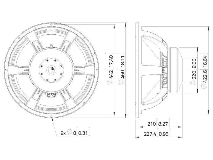 Lavoce SAF184.03 18" Subwoofer, Ferrit, Alukorb – Ansicht 3