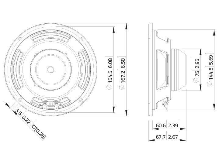 Lavoce WSN061.52 6,5" Woofer, Neodym, Stahlkorb – Ansicht 3