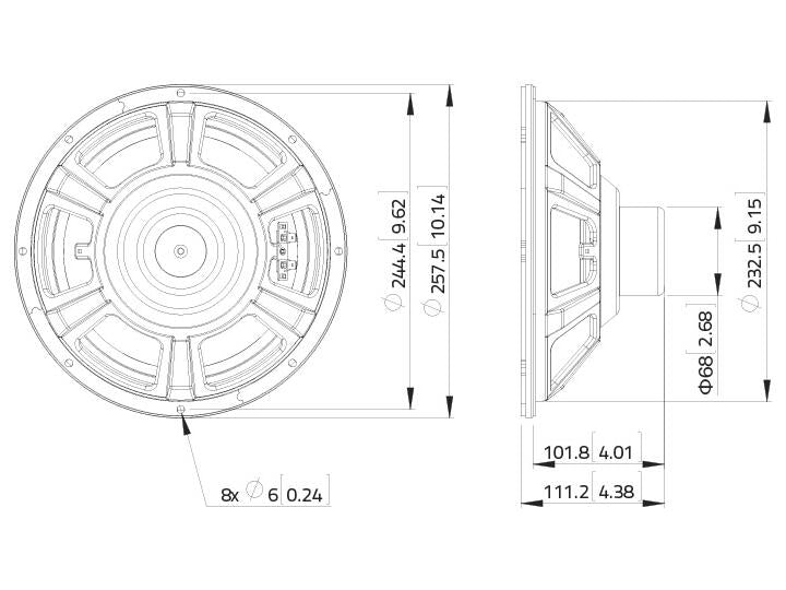 Lavoce WSN102.00 10" Woofer, Neodym, Stahlkorb – Ansicht 3