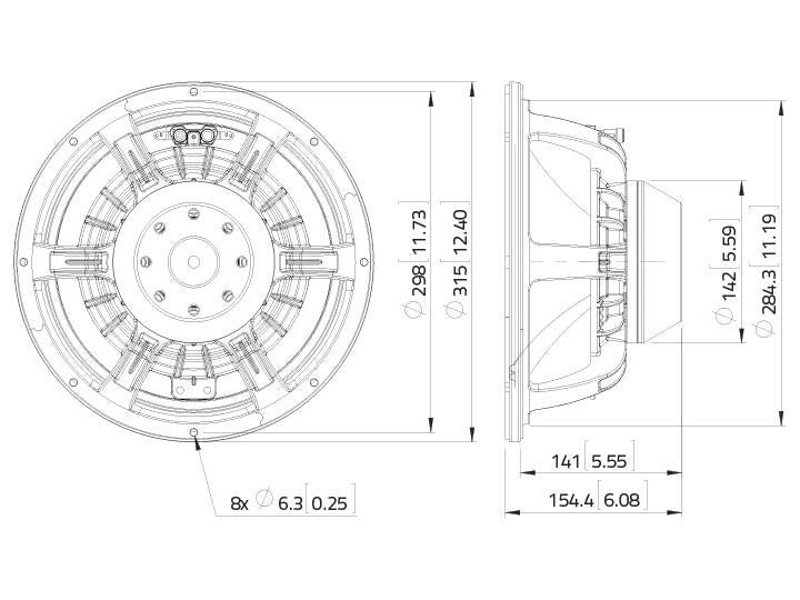 Lavoce WAN123.00 12" Woofer, Neodym, Alukorb – Ansicht 3