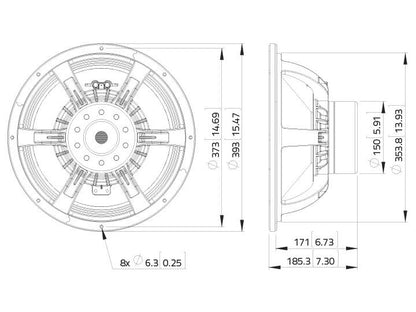 Lavoce WAN154.01 15" Woofer, Neodym, Alukorb – Ansicht 3