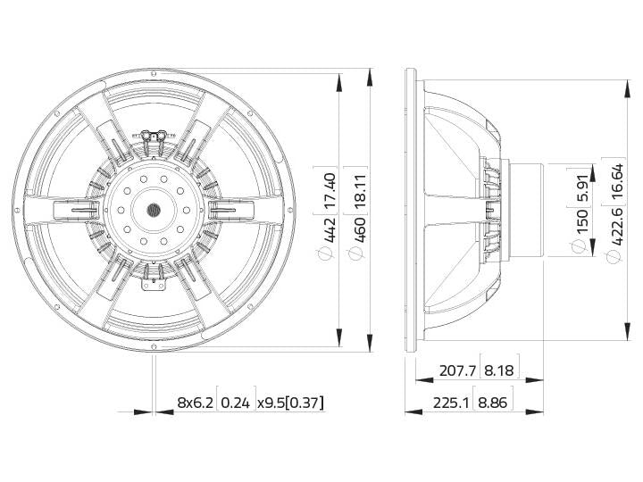 Lavoce SAN184.03 18" Subwoofer, Neodym, Alukorb – Ansicht 3