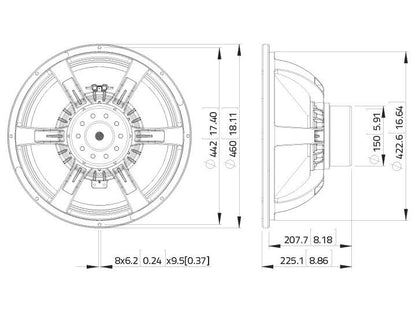 Lavoce SAN184.03 18" Subwoofer, Neodym, Alukorb – Ansicht 3
