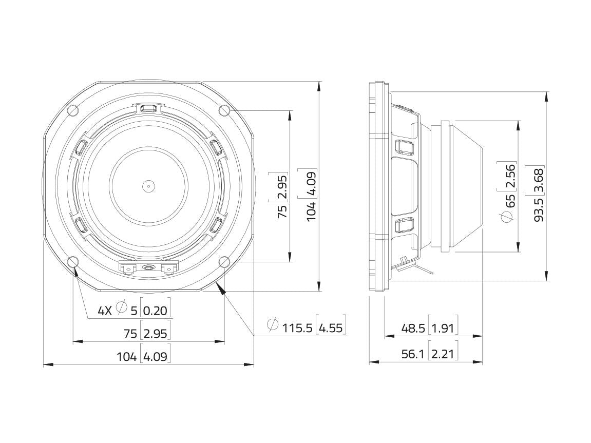 Lavoce WSN041.00 4" Woofer, Neodym, Stahlkorb – Ansicht 3