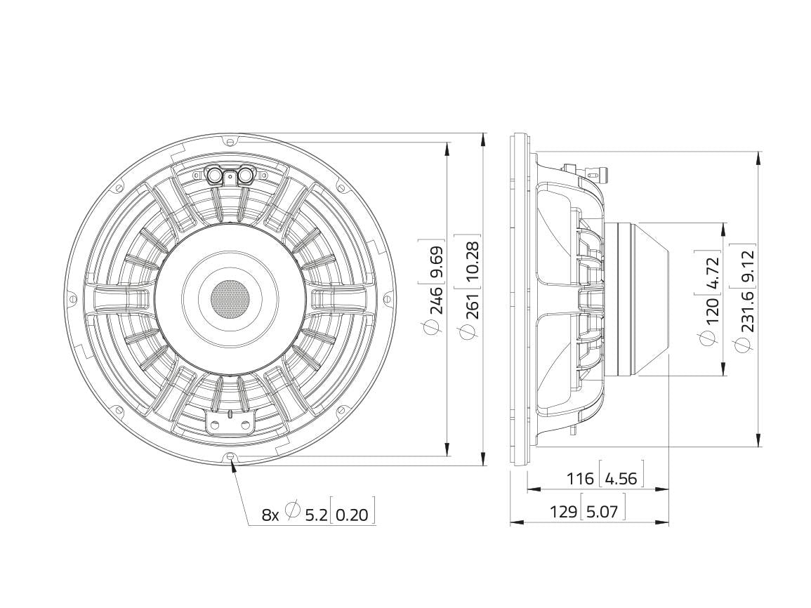 Lavoce WAN102.50LD 10" Woofer, Neodym, Alukorb – Ansicht 3