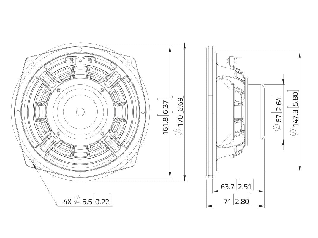 Lavoce MAN062.00 6,5" Mid-Woofer, Neodym, Alukorb – Ansicht 3
