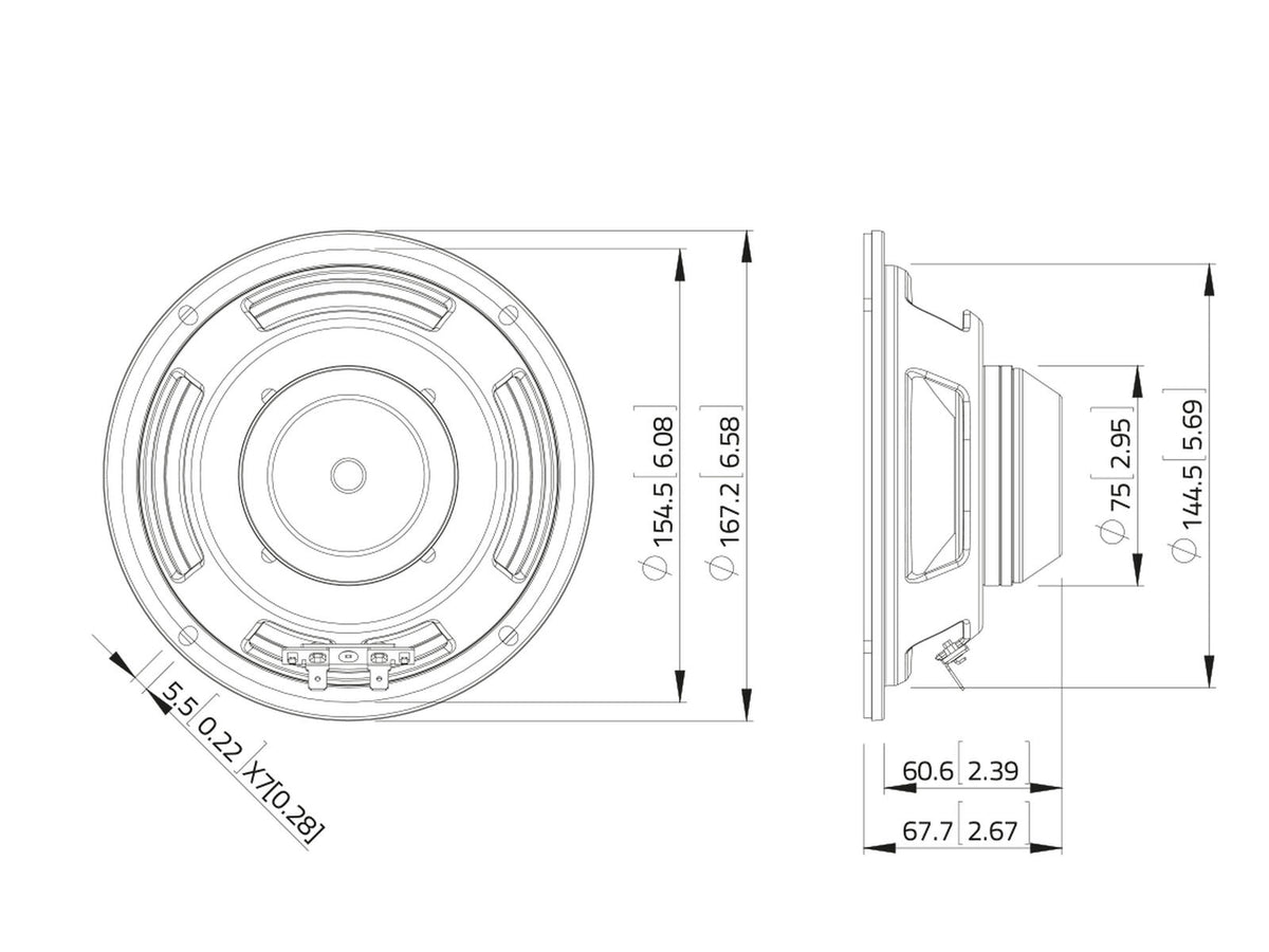 Lavoce WSN061.52-4 6,5" Woofer, Neodym, Stahlkorb – Ansicht 3