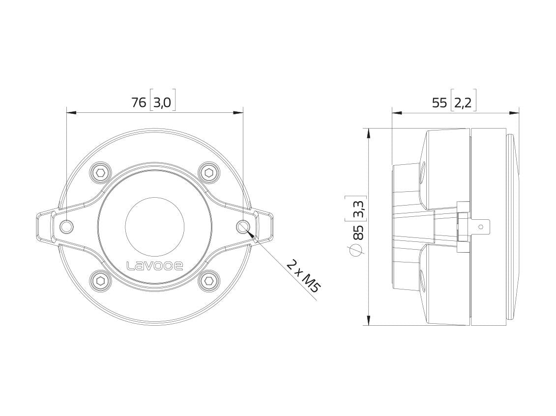 Lavoce DF10.101L 1" Kompressionstreiber, Ferrit – Ansicht 3