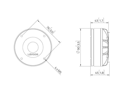 Lavoce DF10.142LK 1" Kompressionstreiber, Ferrit – Ansicht 3