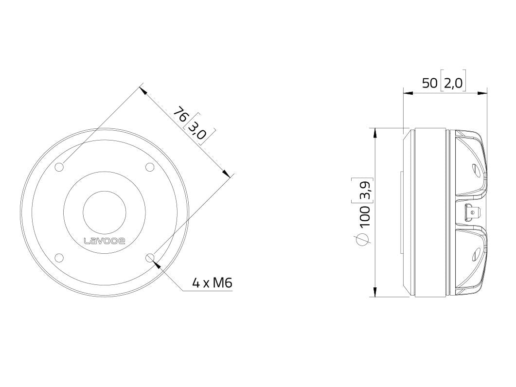 Lavoce DF10.171M 1" Kompressionstreiber, Ferrit – Ansicht 3