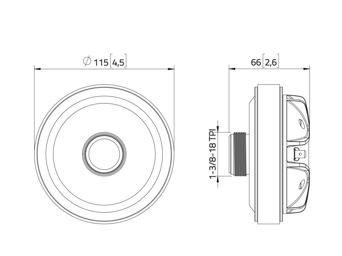 Lavoce DF10.172KS 1" Kompressionstreiber, Ferrit – Ansicht 3