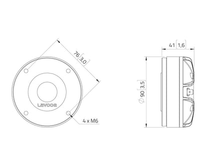 Lavoce DF10.144LK 1" Kompressionstreiber, Ferrit – Ansicht 3