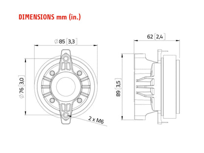Lavoce DF10.103M 1" Kompressionstreiber, Ferrit – Ansicht 3