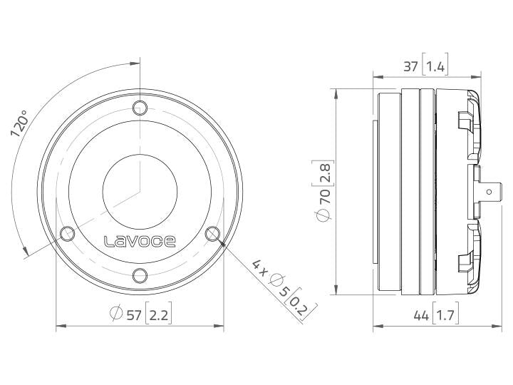 Lavoce DN10.14 1" Kompressionstreiber, Neodym – Ansicht 3