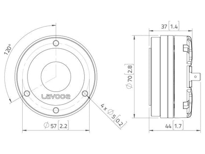 Lavoce DN10.14 1" Kompressionstreiber, Neodym – Ansicht 3