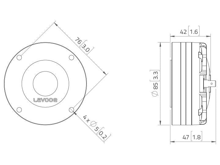 Lavoce DN10.17 1" Kompressionstreiber, Neodym – Ansicht 3
