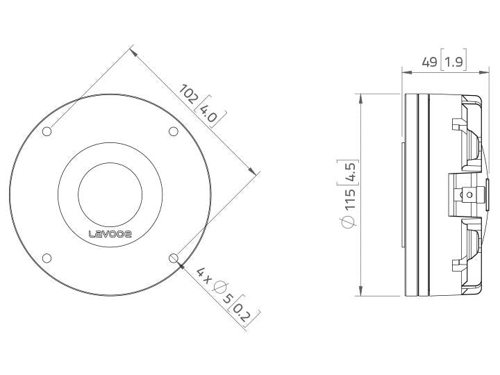 Lavoce DN14.30T 1,4" Kompressionstreiber, Neodym – Ansicht 3