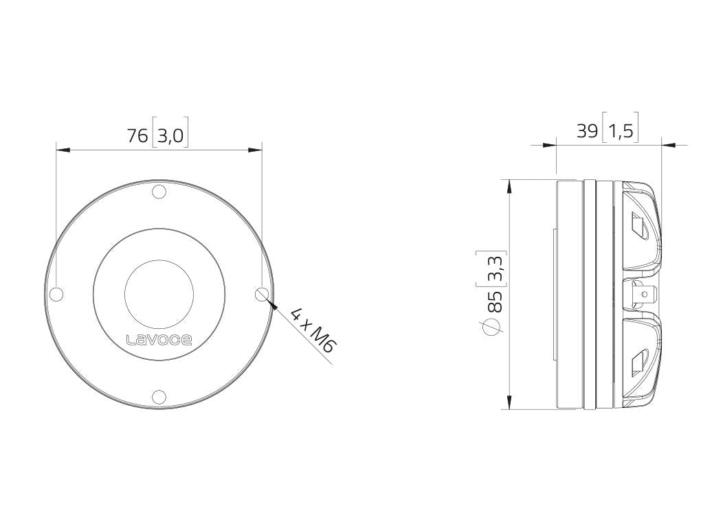 Lavoce DN10.172M 1" Kompressionstreiber, Neodym – Ansicht 3
