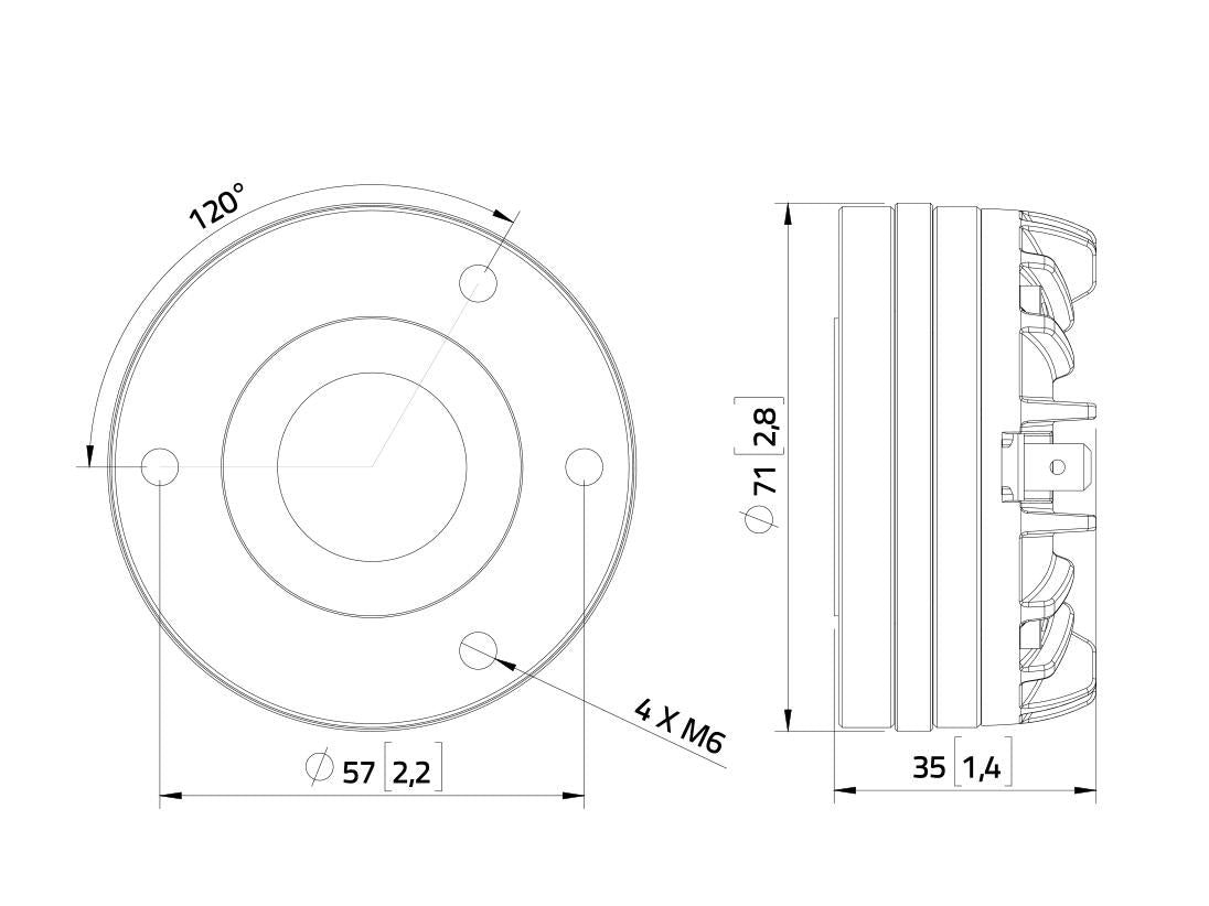 Lavoce DN10.143 1" Kompressionstreiber, Neodym – Ansicht 3