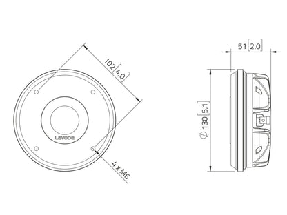Lavoce DN14.300T-16 1,4" Kompressionstreiber, Neodym – Ansicht 3