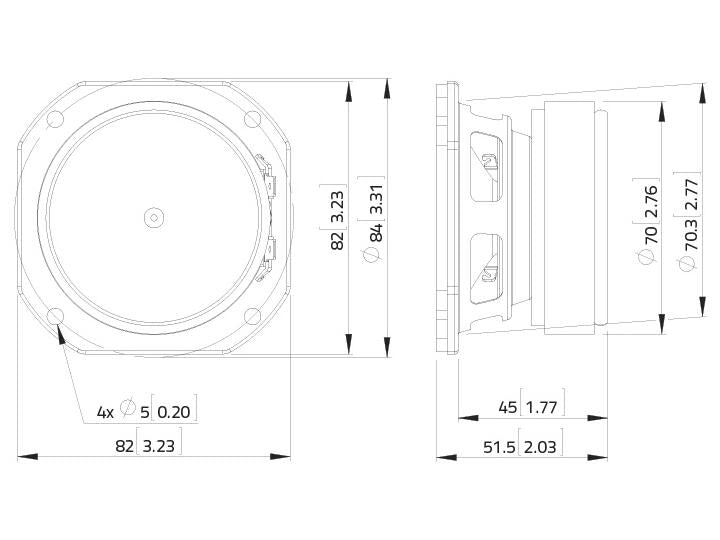 Lavoce FSF030.70 3" Breitbandlautsprecher, Ferrit, Stahlkorb – Ansicht 3