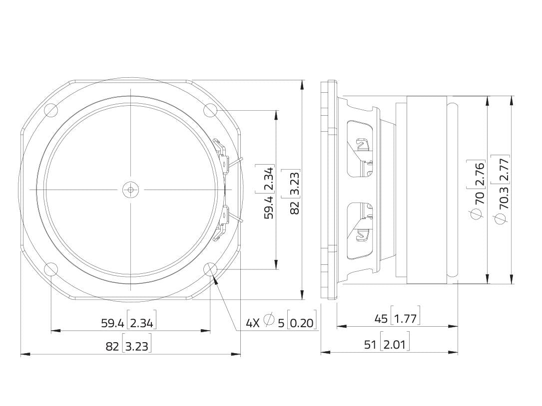 Lavoce WSF030.70 3" Woofer, Ferrit, Stahlkorb – Ansicht 3