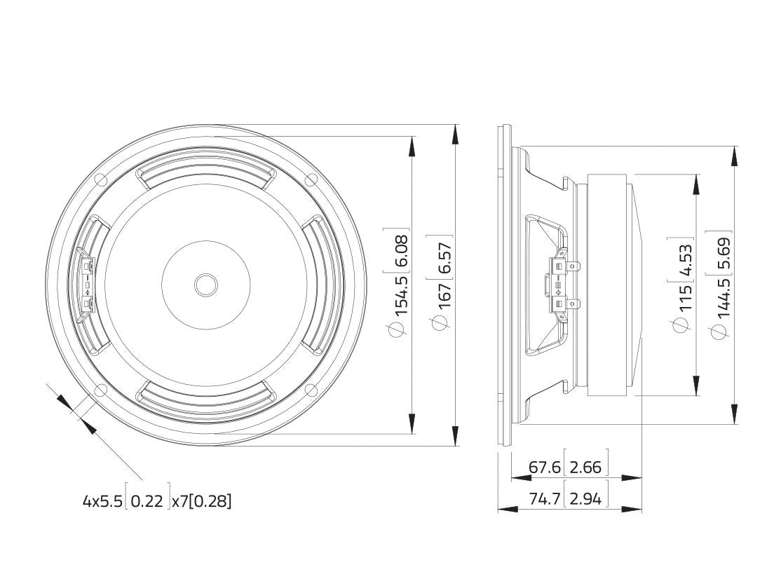 Lavoce WSF061.52-16 6,5" Woofer, Ferrit, Stahlkorb – Ansicht 3
