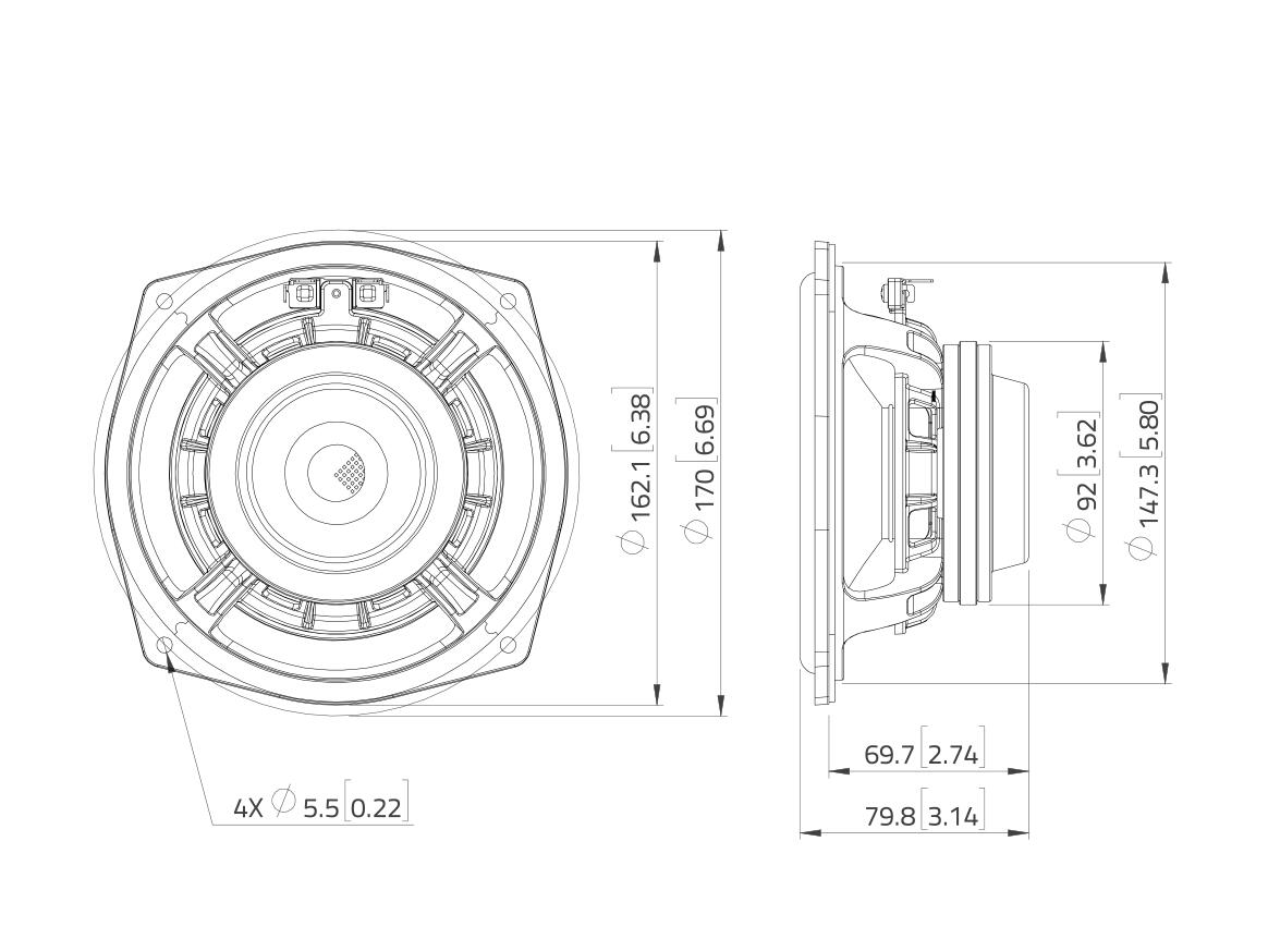 Lavoce WAN061.80 6,5" Woofer, Neodym, Alukorb – Ansicht 3