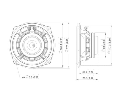 Lavoce WAN061.80 6,5" Woofer, Neodym, Alukorb – Ansicht 3