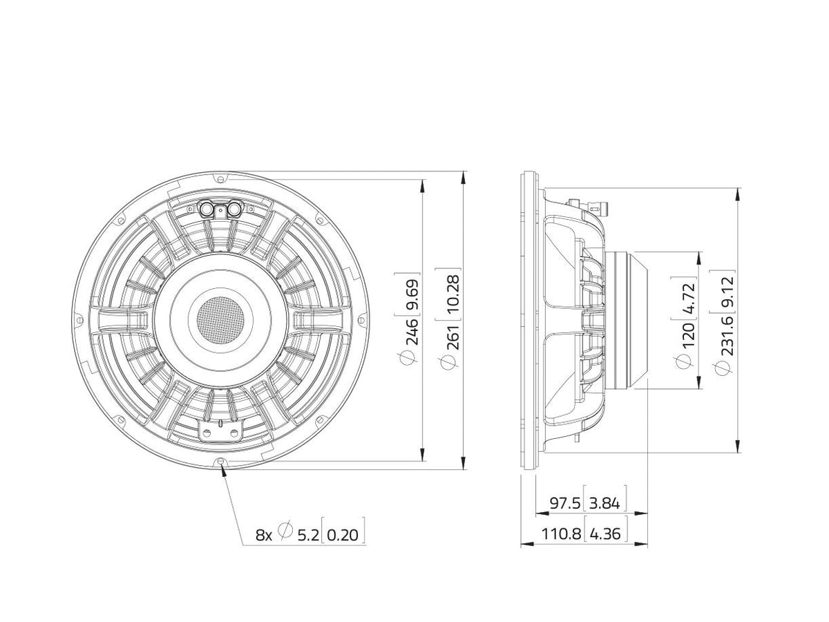 Lavoce WAN103.01-16 10" Woofer, Neodym, Alukorb – Ansicht 3