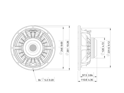 Lavoce WAN103.01-16 10" Woofer, Neodym, Alukorb – Ansicht 3
