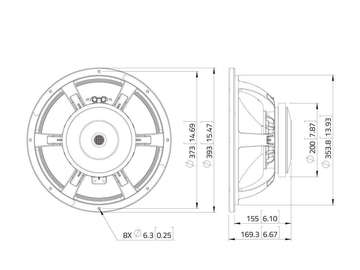 Lavoce WAF153.02 15" Woofer, Ferrit, Alukorb – Ansicht 3