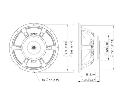 Lavoce WAF153.02 15" Woofer, Ferrit, Alukorb – Ansicht 3