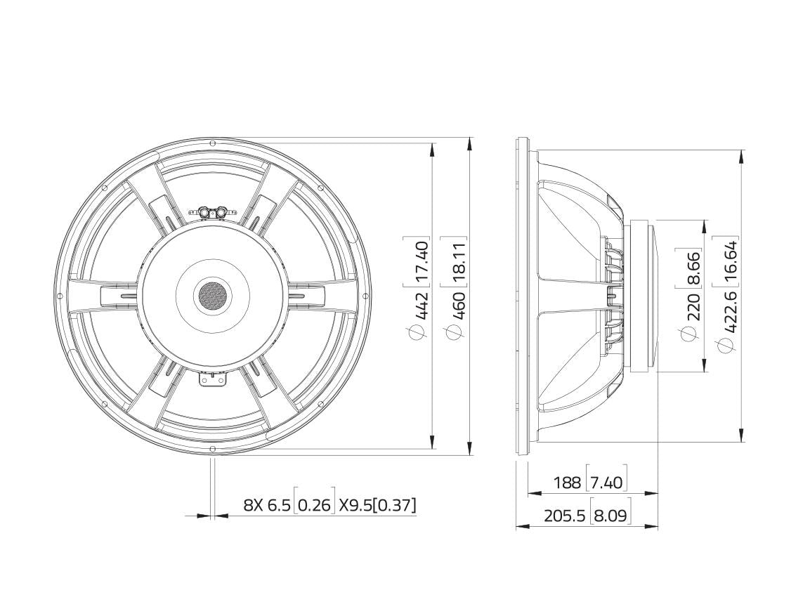 Lavoce SAF184.05 18" Subwoofer, Ferrit, Alukorb – Ansicht 3