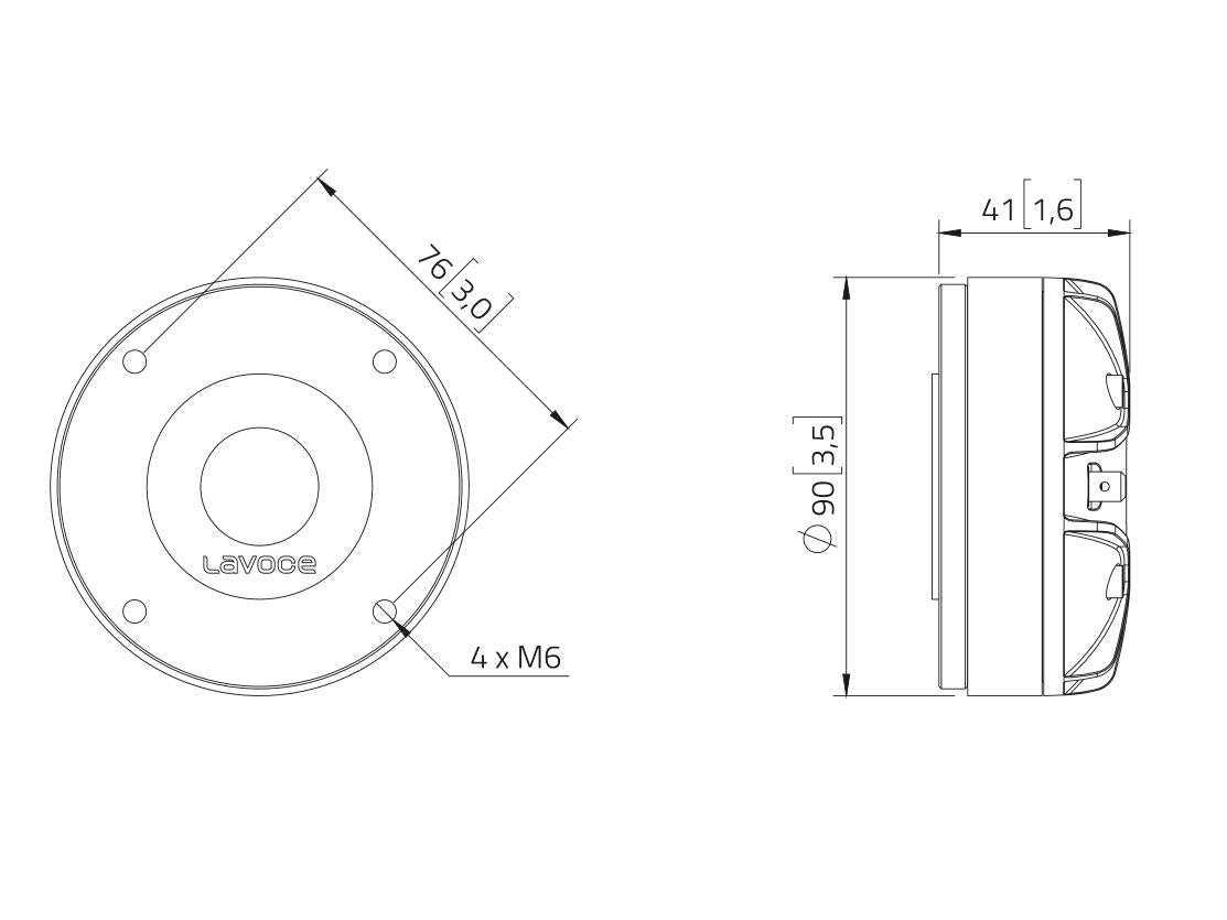 Lavoce DF10.142LM 1" Kompressionstreiber, Ferrit – Ansicht 3