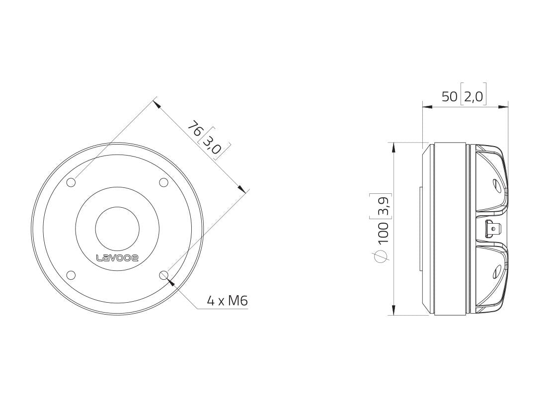Lavoce DF10.171K 1" Kompressionstreiber, Ferrit – Ansicht 3