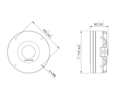 Lavoce DN14.30T-16 1,4" Kompressionstreiber, Neodym – Ansicht 3