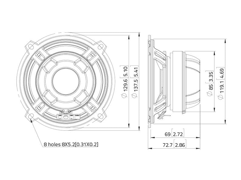 Lavoce CSF051.21 5" Koaxiallautsprecher, Ferrit-Neodym – Ansicht 2