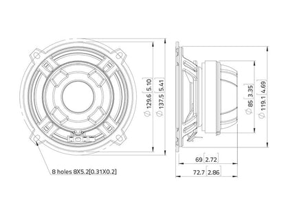 Lavoce CSF051.21 5" Koaxiallautsprecher, Ferrit-Neodym – Ansicht 2