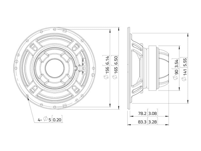 Lavoce CSF061.21 6,5" Koaxiallautsprecher, Ferrit-Neodym Stahlkorb – Ansicht 2