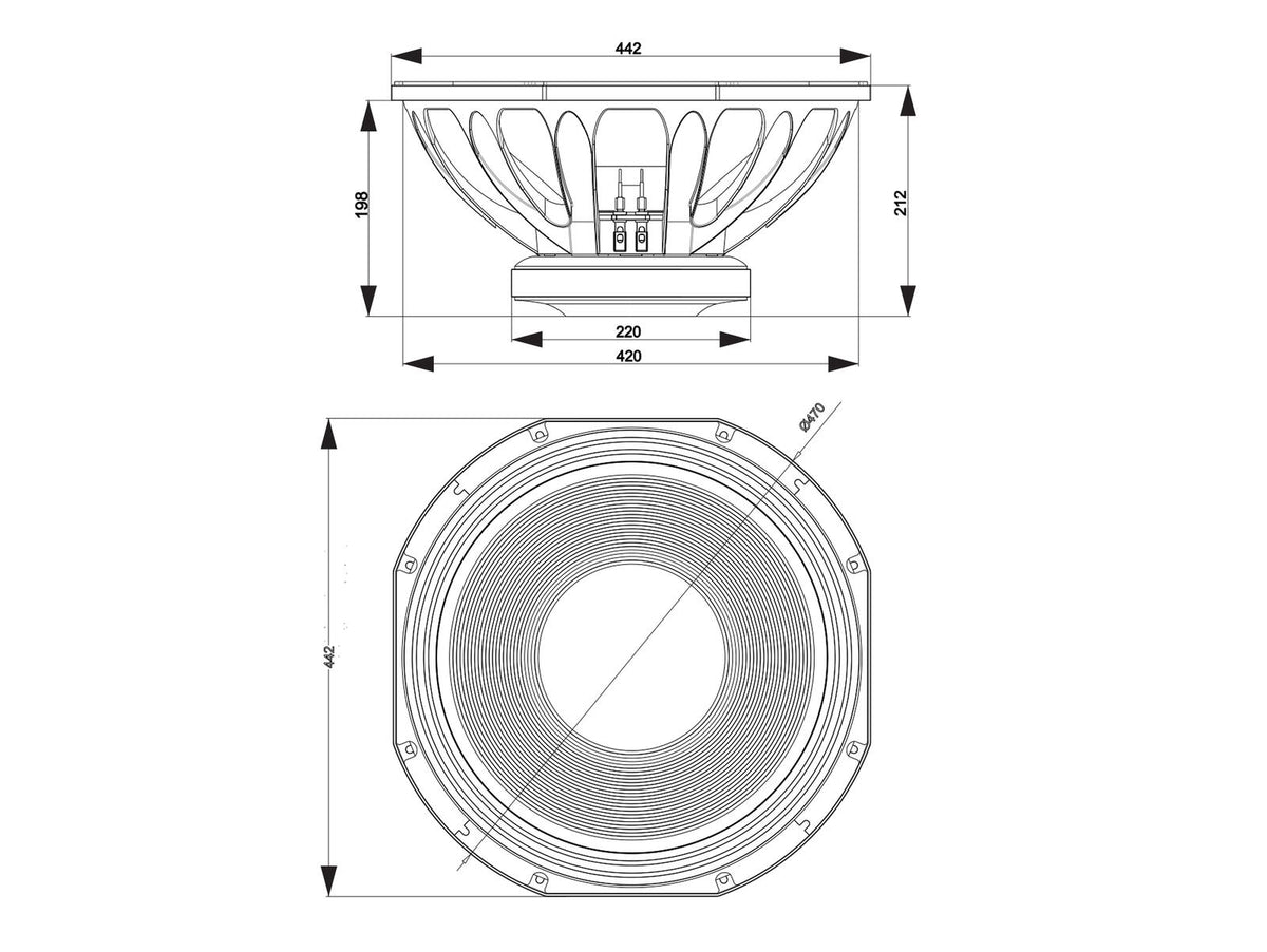Celto 18NGW1200 18" Subwoofer, Ferrit, Alukorb – Ansicht 3